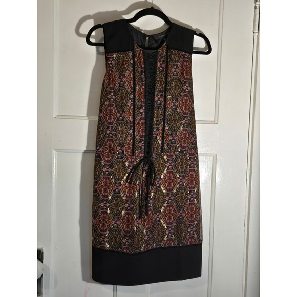 Adelyn Rae Dresses & Skirts - Adelyn Rae BlackGold Metallic Medallion Fringe Mini Dress XS NWT Boho Sleeveless